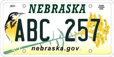 NE license plate ABC257