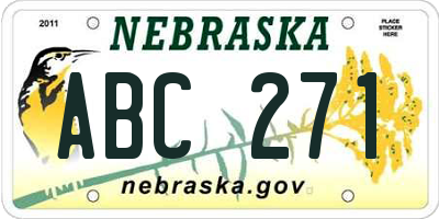 NE license plate ABC271
