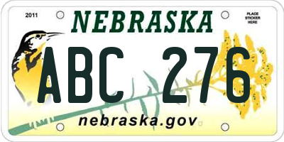 NE license plate ABC276
