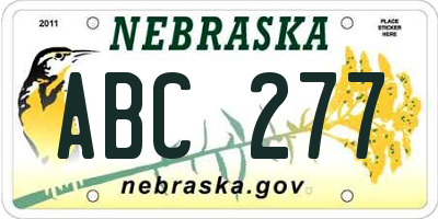 NE license plate ABC277