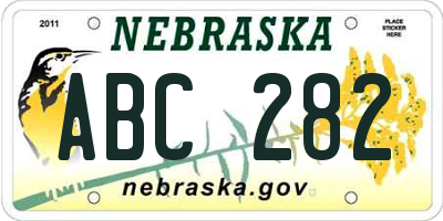 NE license plate ABC282
