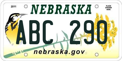 NE license plate ABC290