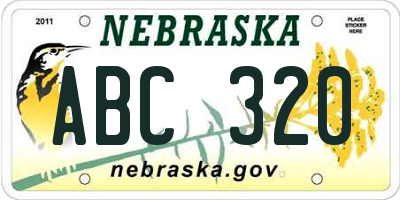 NE license plate ABC320