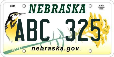 NE license plate ABC325