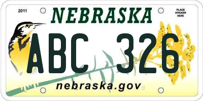 NE license plate ABC326