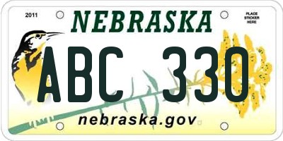 NE license plate ABC330