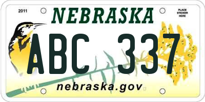 NE license plate ABC337