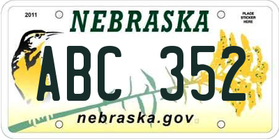 NE license plate ABC352
