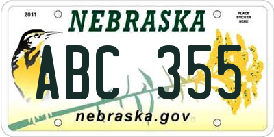 NE license plate ABC355