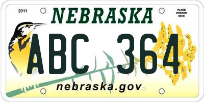 NE license plate ABC364