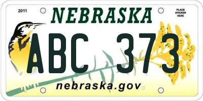 NE license plate ABC373
