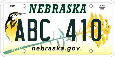 NE license plate ABC410
