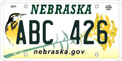 NE license plate ABC426