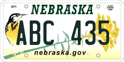 NE license plate ABC435