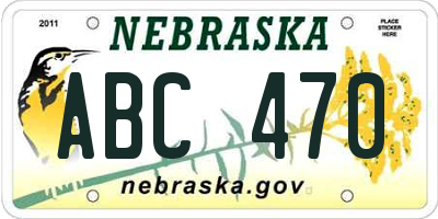 NE license plate ABC470