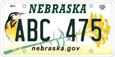NE license plate ABC475