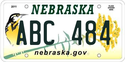 NE license plate ABC484