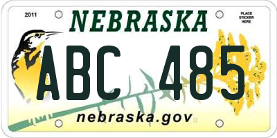 NE license plate ABC485
