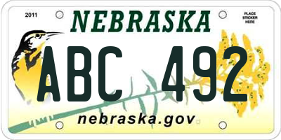 NE license plate ABC492