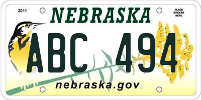 NE license plate ABC494
