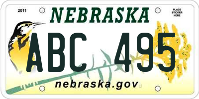 NE license plate ABC495