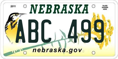 NE license plate ABC499