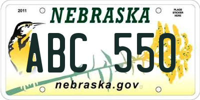 NE license plate ABC550