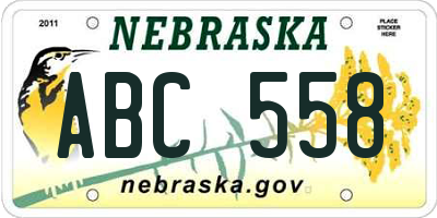 NE license plate ABC558