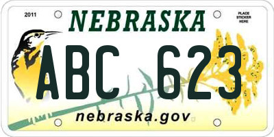 NE license plate ABC623