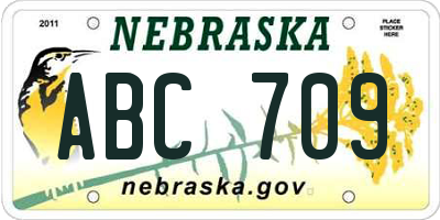 NE license plate ABC709