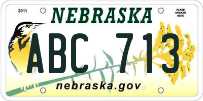 NE license plate ABC713