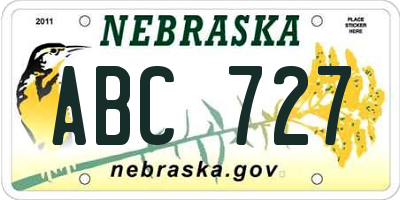 NE license plate ABC727