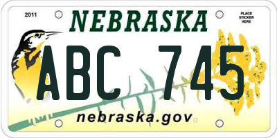 NE license plate ABC745