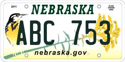 NE license plate ABC753