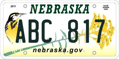 NE license plate ABC817