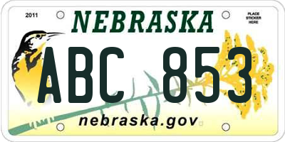 NE license plate ABC853