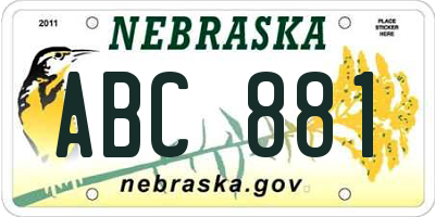 NE license plate ABC881