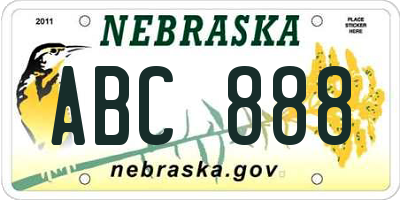 NE license plate ABC888