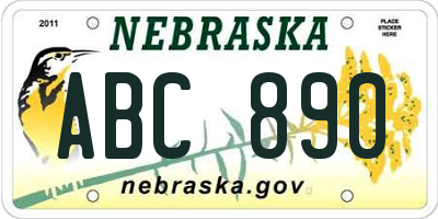 NE license plate ABC890