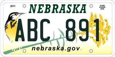 NE license plate ABC891