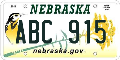 NE license plate ABC915