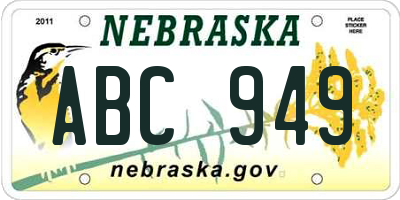 NE license plate ABC949