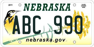 NE license plate ABC990