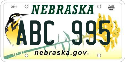 NE license plate ABC995