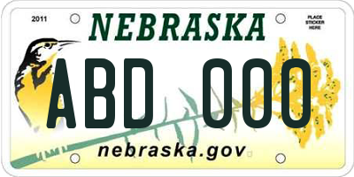 NE license plate ABD000