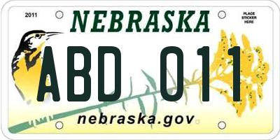 NE license plate ABD011