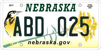 NE license plate ABD025