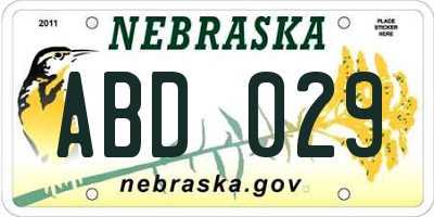 NE license plate ABD029