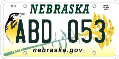 NE license plate ABD053