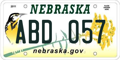 NE license plate ABD057